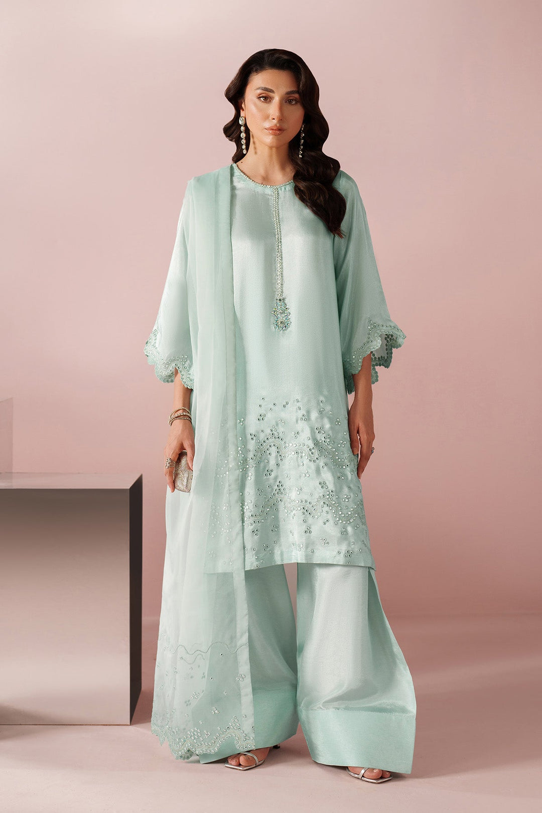 Ice Blue Dress 3 piece - RTW1030