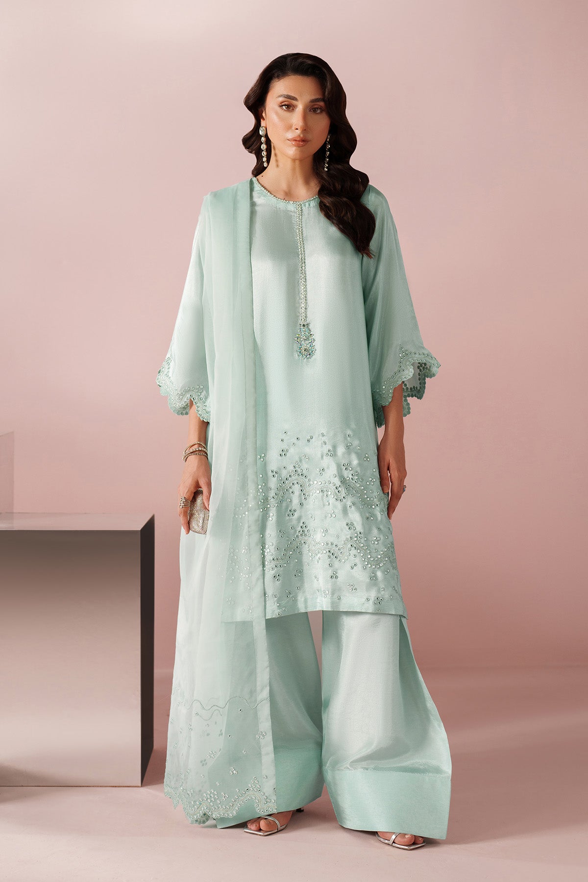 Ice Blue Dress 3 piece - RTW1030