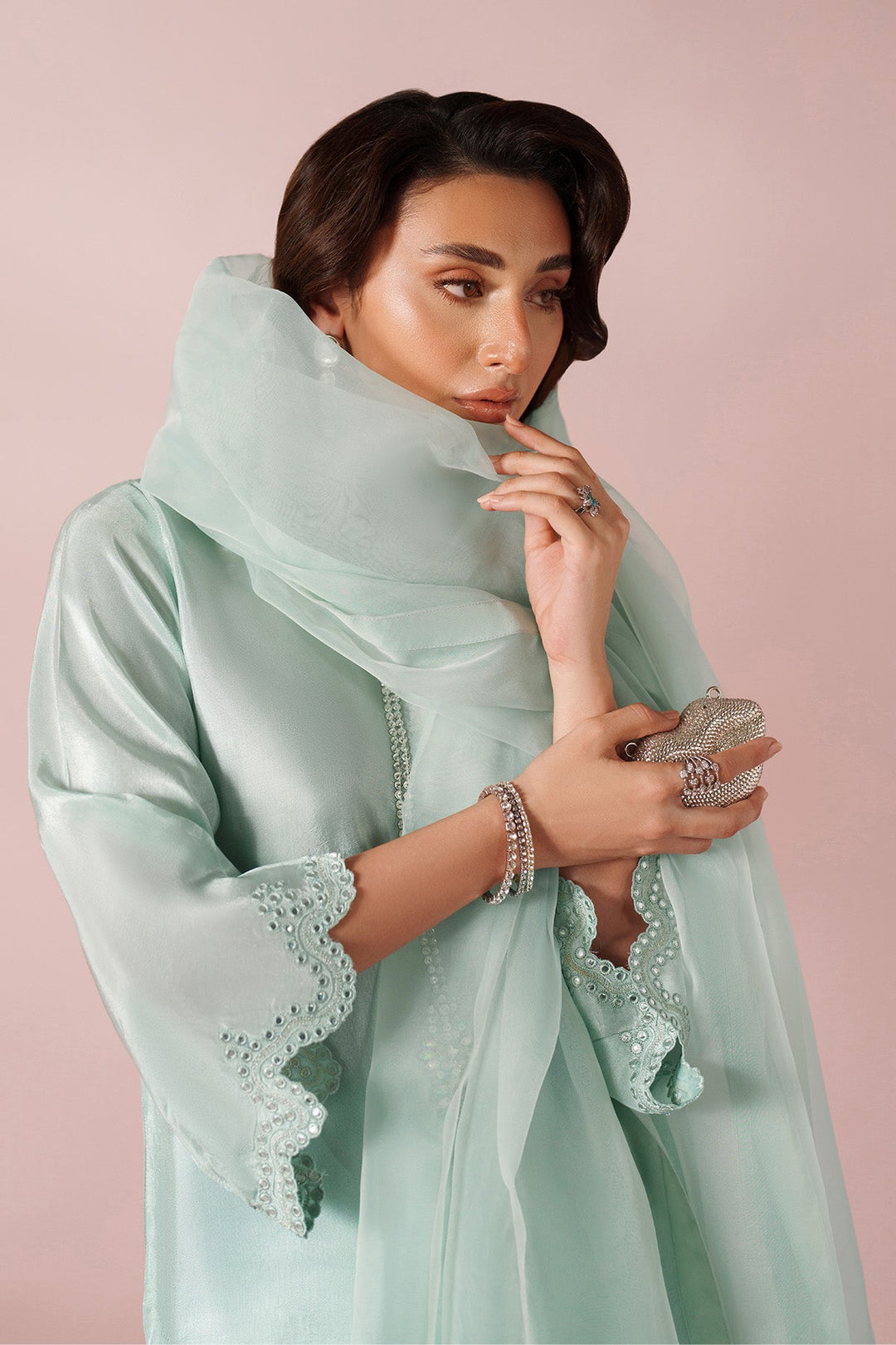 Ice Blue Dress 3 piece - RTW1030