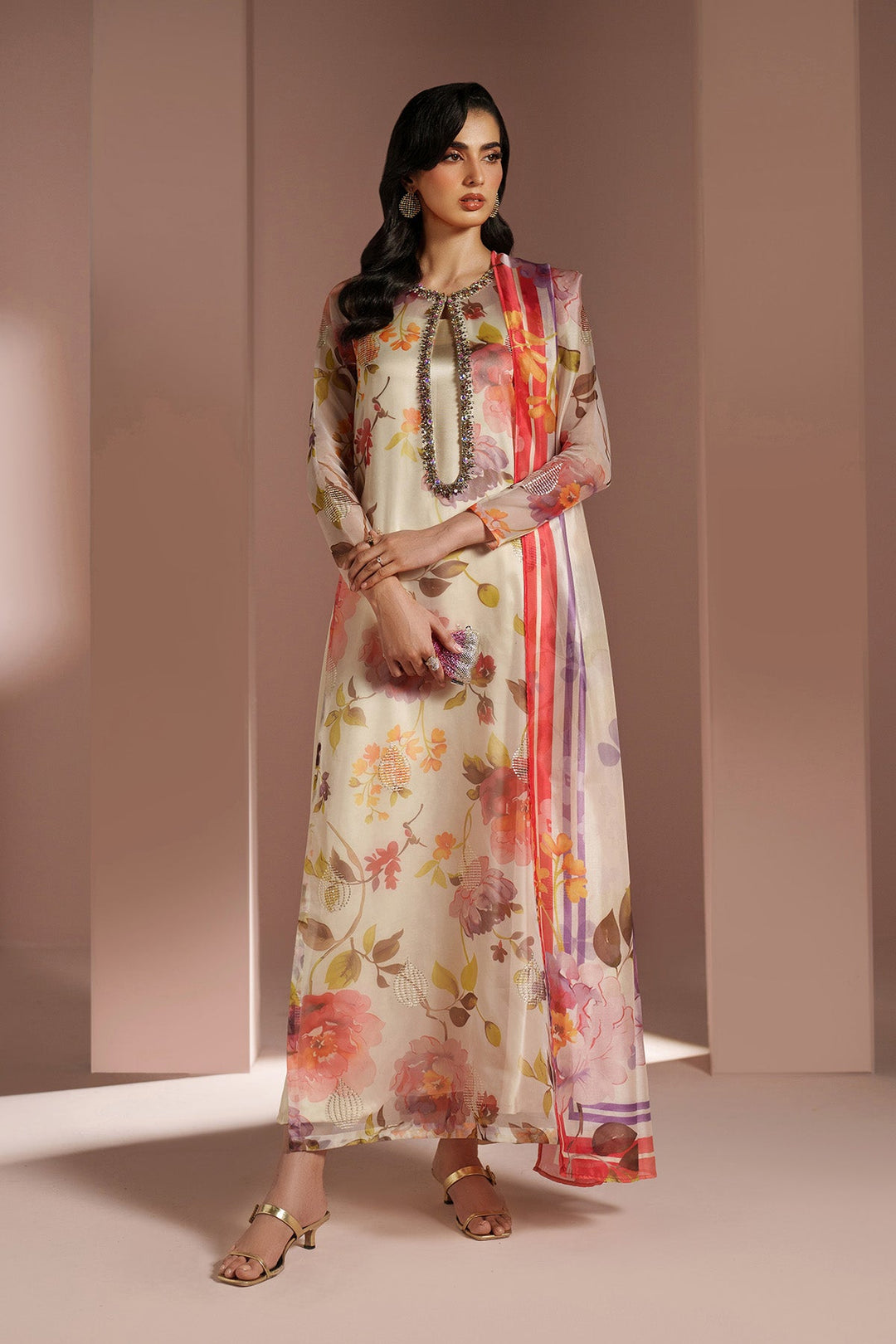 Skin Printed Dress 4 piece - RTW1032