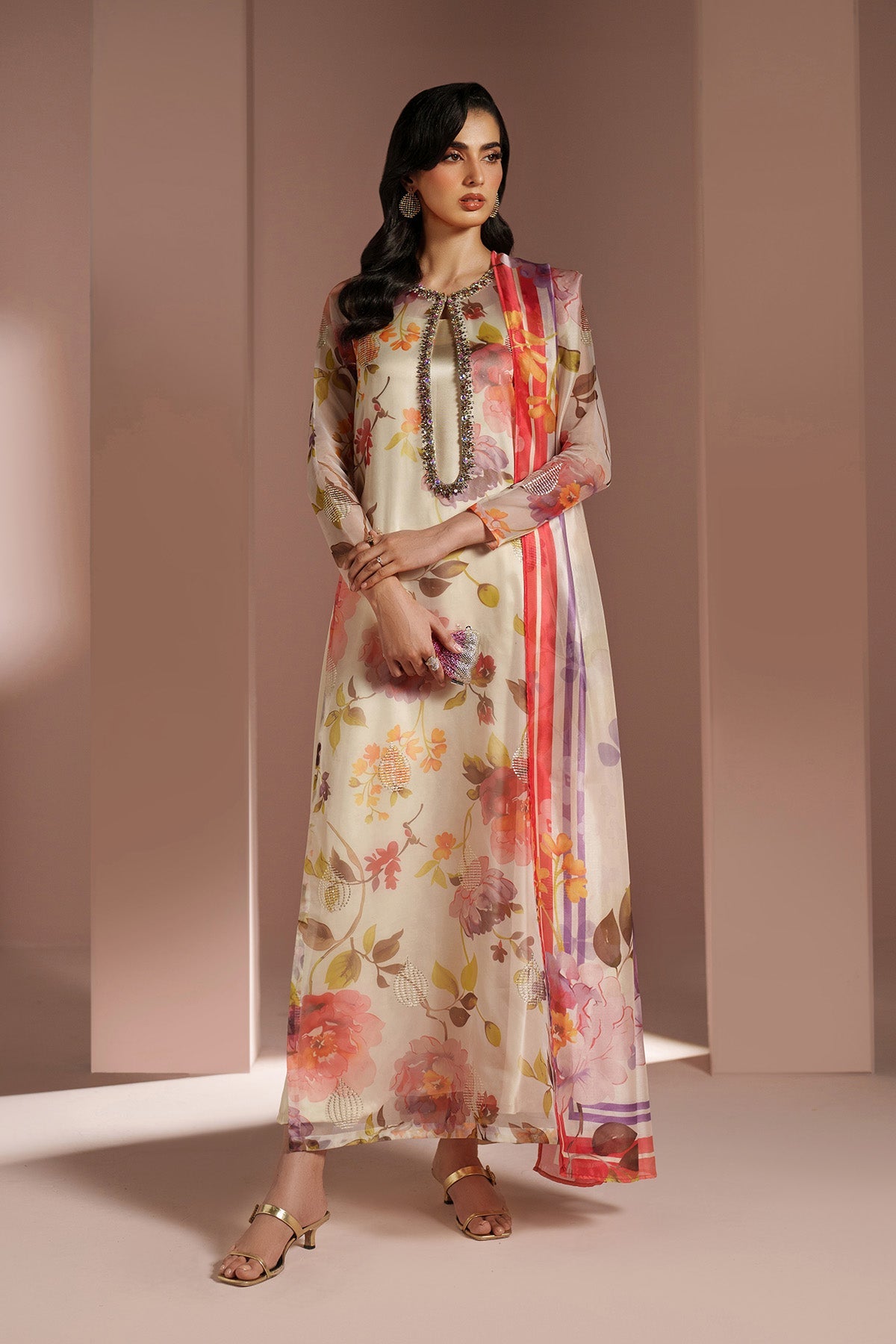 Skin Printed Dress 4 piece - RTW1032