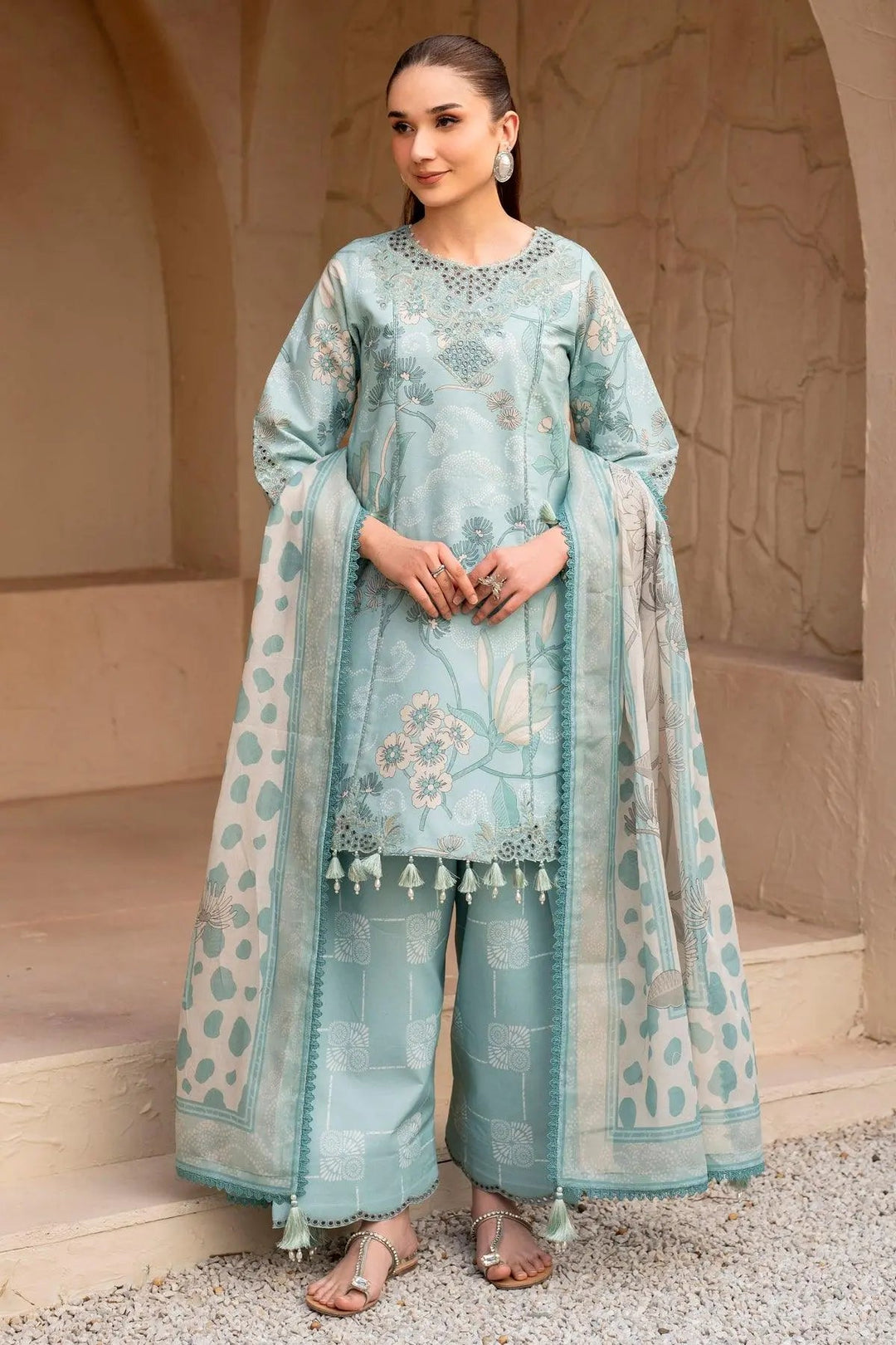 AF-EPL-7030-Fawn Embroidered Printed Lawn