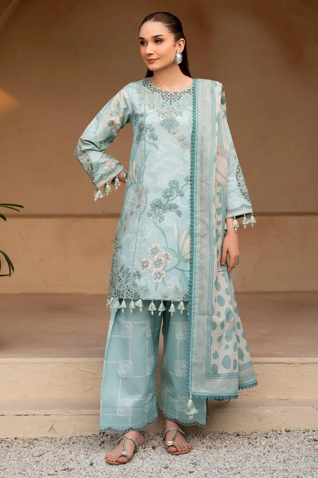 AF-EPL-7030-Fawn Embroidered Printed Lawn