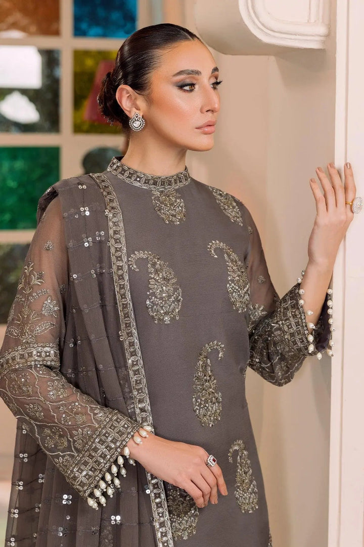 AF-DUA-3012-Amaya Grey Embroidered Chiffon