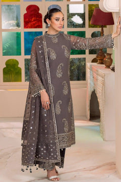 AF-DUA-3012-Amaya Grey Embroidered Chiffon