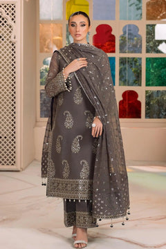 AF-DUA-3012-Amaya Grey Embroidered Chiffon