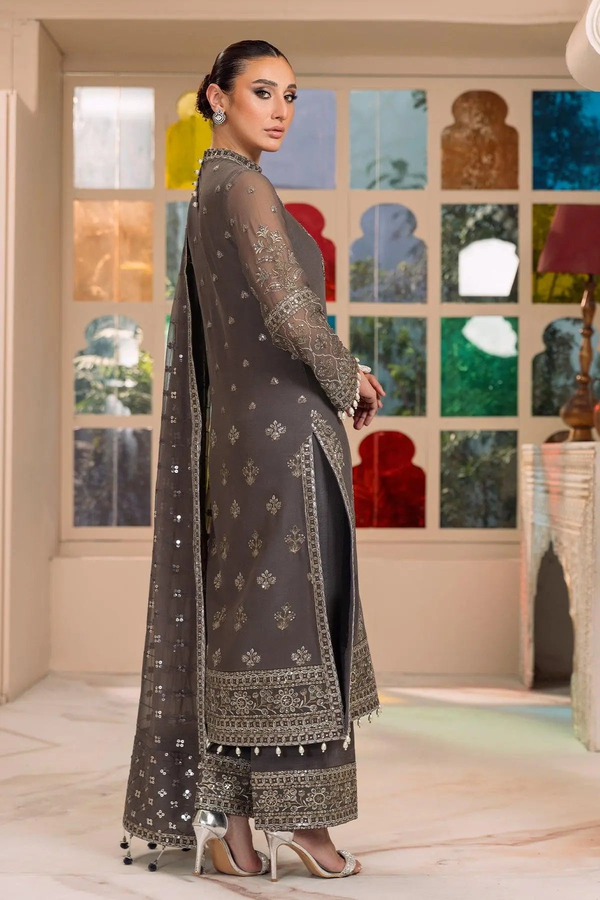 AF-DUA-3012-Amaya Grey Embroidered Chiffon