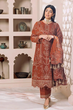 AF-DUA-3003-Lyra Rust Embroidered Chiffon