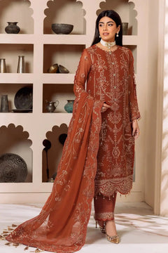 AF-DUA-3003-Lyra Rust Embroidered Chiffon
